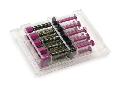 Syringe Tray with Purple Syringes for Pharma